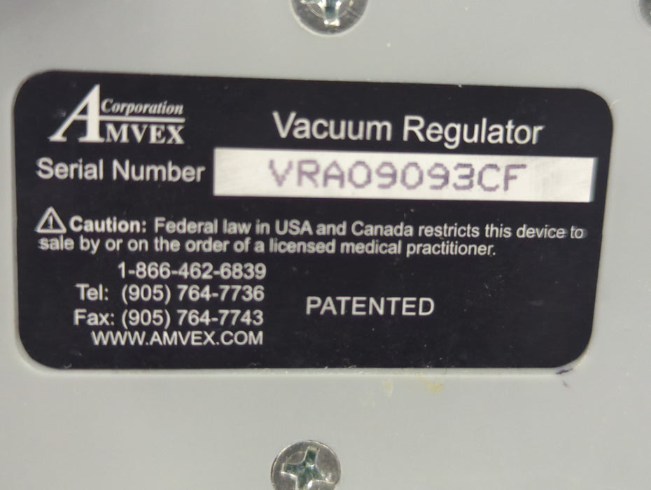 Amvex Vacuum Regulator