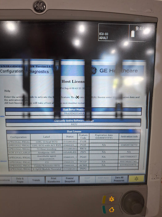GE Healthcare Carescape B650 Critical Care Patient Monitor