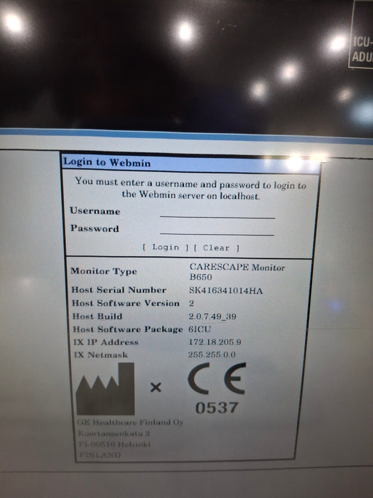 GE Healthcare Carescape B650 Critical Care Patient Monitor