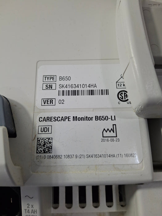 GE Healthcare Carescape B650 Critical Care Patient Monitor
