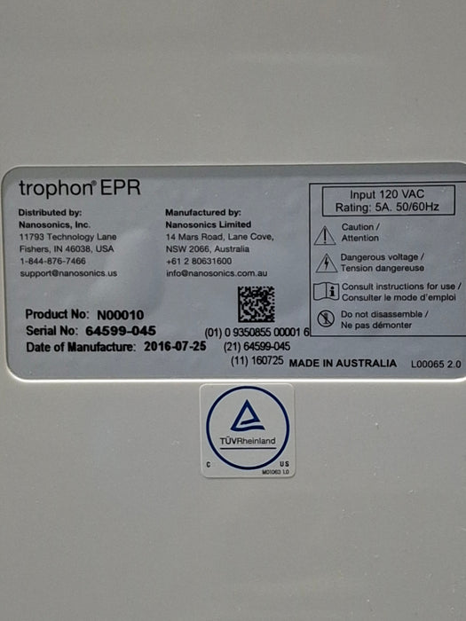 NanoSonics Trophon EPR High Level Disinfection