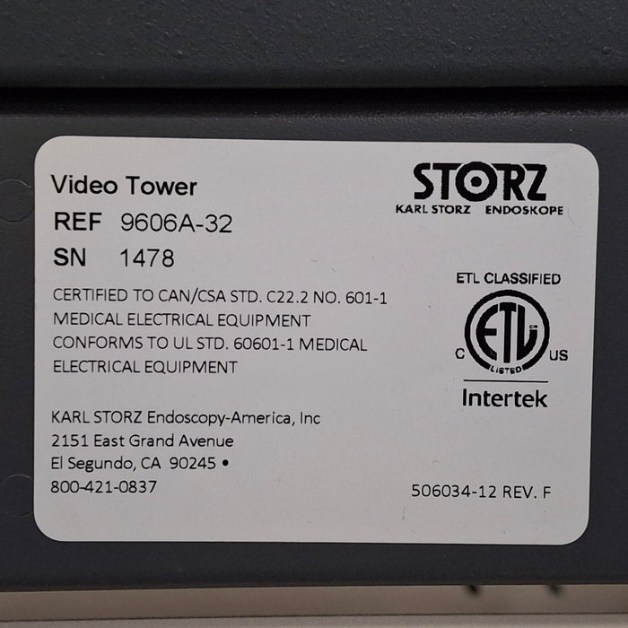 Karl Storz 9606-32 Video Tower Cart