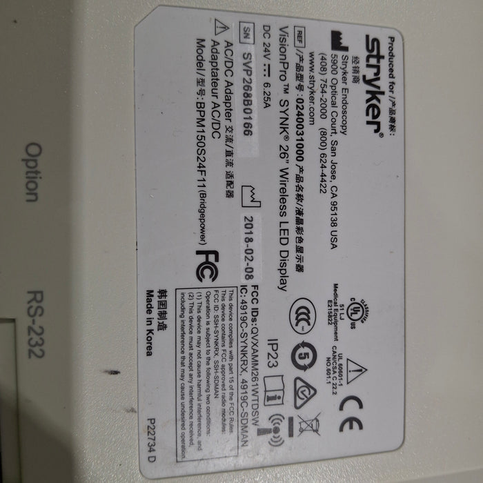 Stryker VisionPro SYNK 26 Wireless LED Display