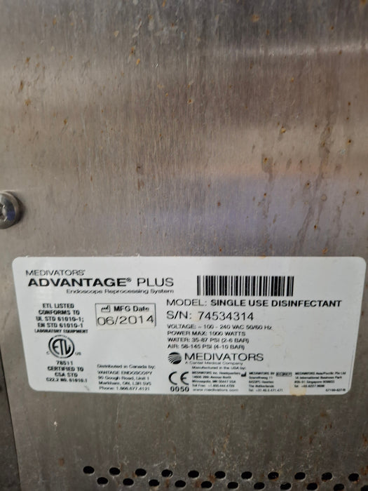 Medivators Advantage Plus Endoscope Reprocessor