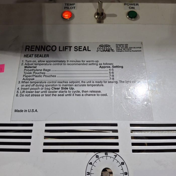Rennco, Inc LS18-120 Lift Seal Heat Sealer