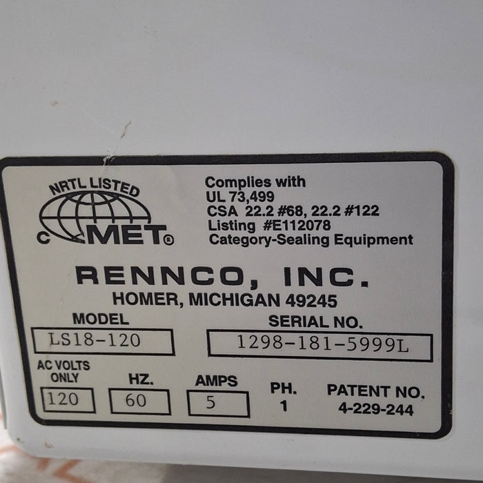 Rennco, Inc LS18-120 Lift Seal Heat Sealer