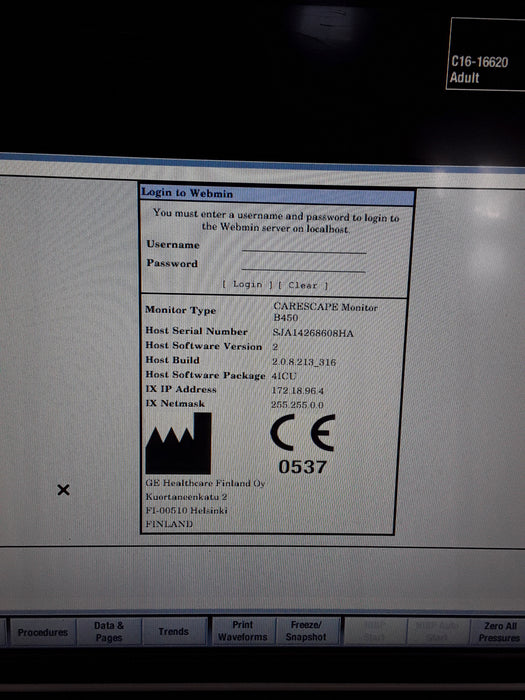 GE Healthcare Carescape B450 Critical Care Patient Monitor