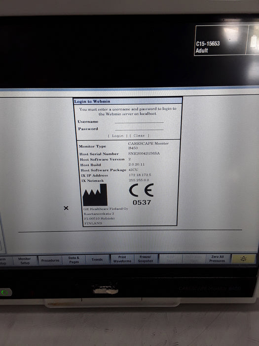 GE Healthcare Carescape B450 Critical Care Patient Monitor