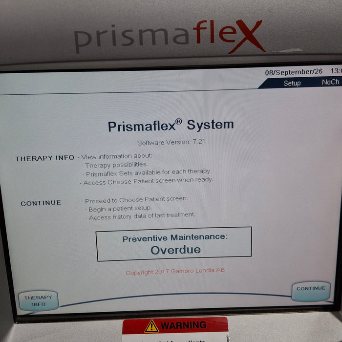 Gambro Prismaflex Dialysis Machine