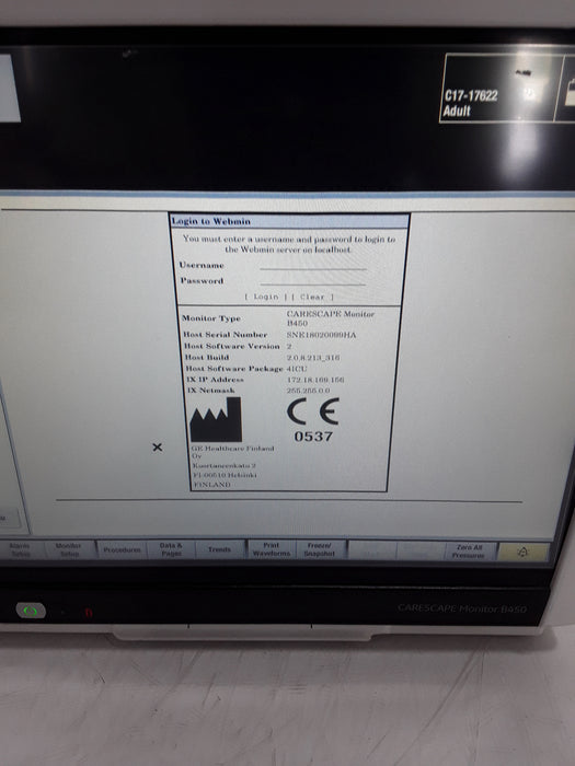 GE Healthcare Carescape B450 Critical Care Patient Monitor