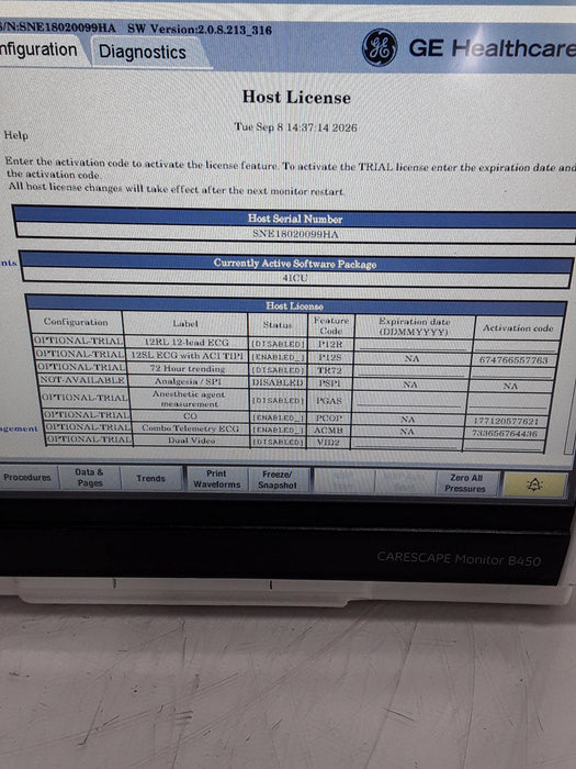 GE Healthcare Carescape B450 Critical Care Patient Monitor