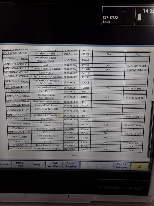GE Healthcare Carescape B450 Critical Care Patient Monitor