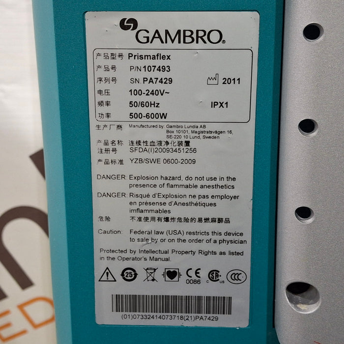 Gambro Prismaflex Dialysis Machine