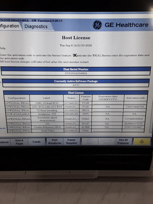 GE Healthcare Carescape B450 Critical Care Patient Monitor