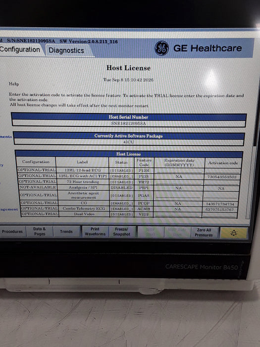 GE Healthcare Carescape B450 Critical Care Patient Monitor