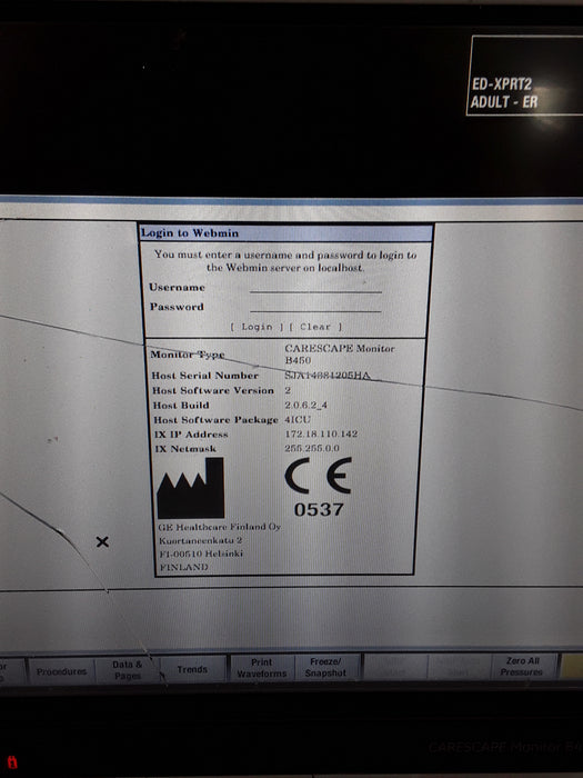 GE Healthcare Carescape B450 Critical Care Patient Monitor