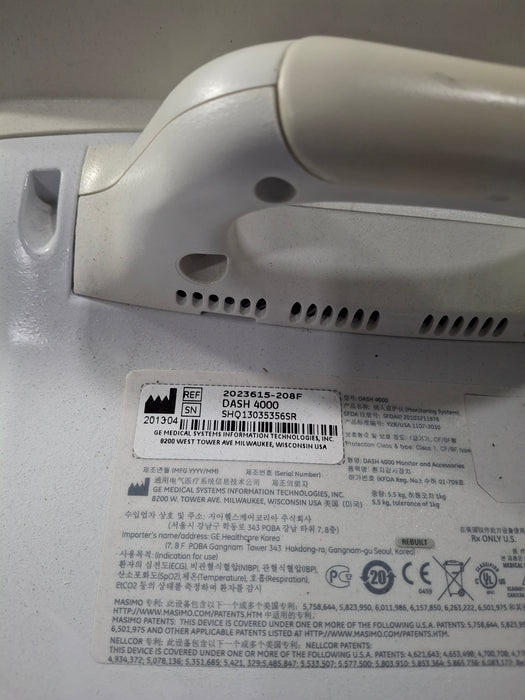 GE Healthcare Dash 4000 - Masimo SpO2 Patient Monitor