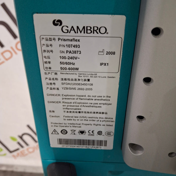 Gambro Prismaflex Dialysis Machine