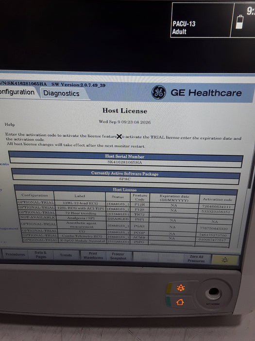 GE Healthcare Carescape B650 Post Anesthesia Care Patient Monitor