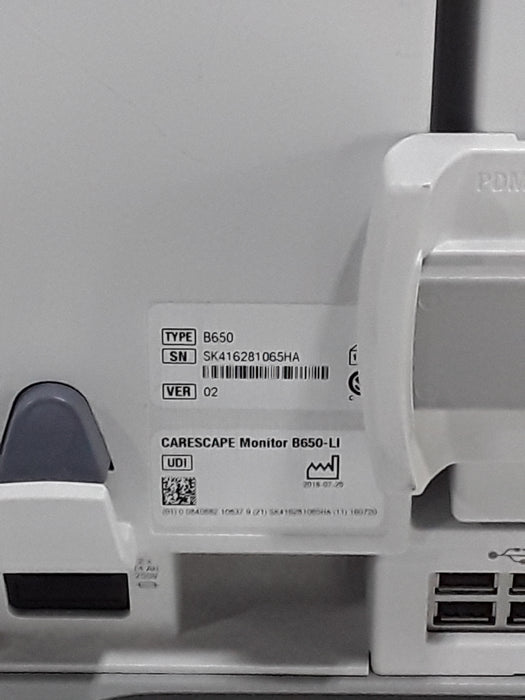 GE Healthcare Carescape B650 Post Anesthesia Care Patient Monitor