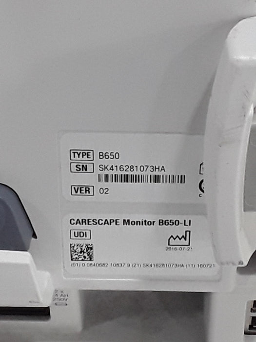 GE Healthcare Carescape B650 Post Anesthesia Care Patient Monitor