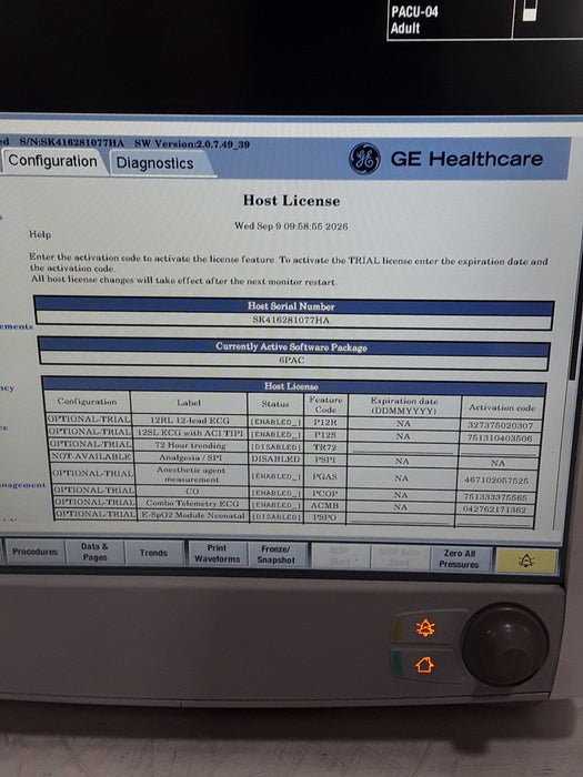 GE Healthcare Carescape B650 Post Anesthesia Care Patient Monitor