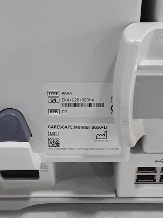 GE Healthcare Carescape B650 Post Anesthesia Care Patient Monitor