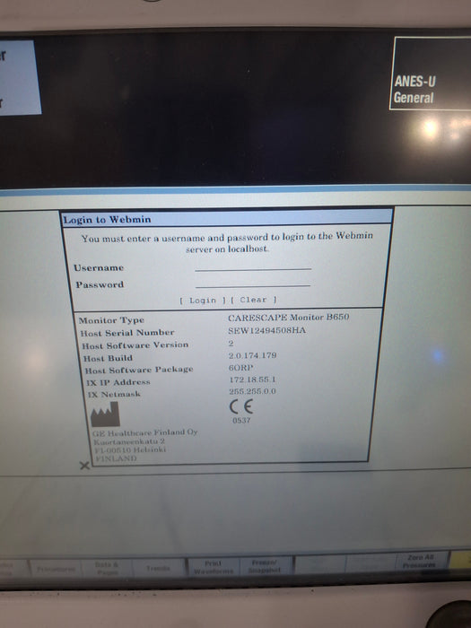 GE Healthcare Carescape B650 Anesthesia Care Patient Monitor