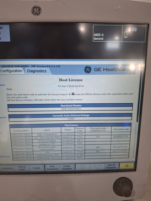 GE Healthcare Carescape B650 Anesthesia Care Patient Monitor