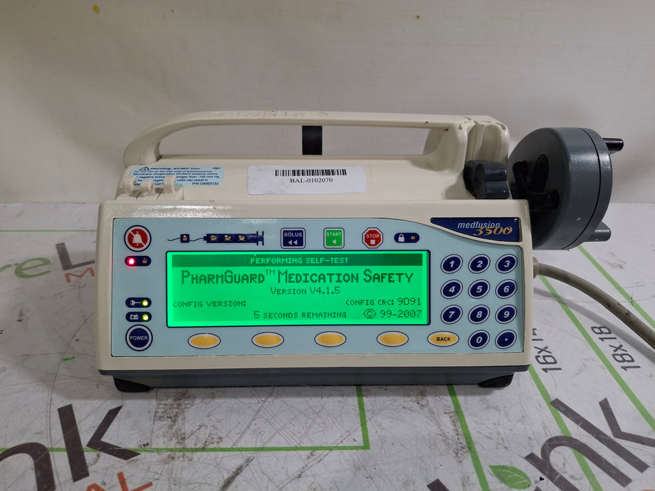 Smiths Medical Medfusion 3500 Version 4 Syringe Infusion Pump