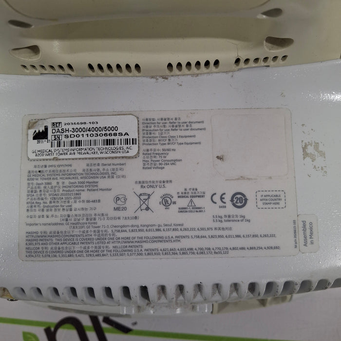 GE Healthcare Dash 3000 - GE/Nellcor SpO2 Patient Monitor