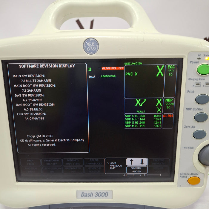 GE Healthcare Dash 3000 - GE/Nellcor SpO2 Patient Monitor