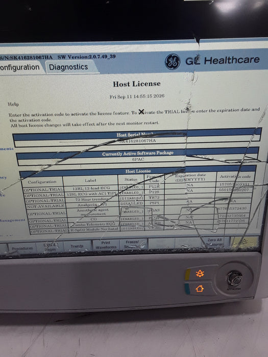 GE Healthcare Carescape B650 Post Anesthesia Care Patient Monitor