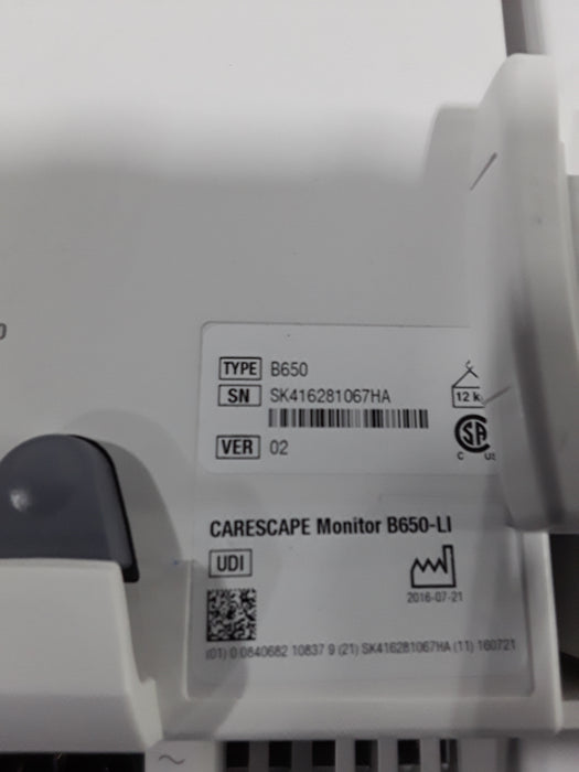 GE Healthcare Carescape B650 Post Anesthesia Care Patient Monitor