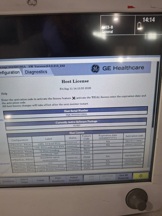 GE Healthcare Carescape B650 Anesthesia Care Patient Monitor