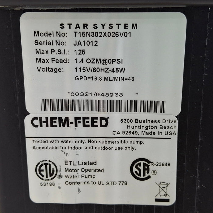 Chem-Feed Star System Water Pump