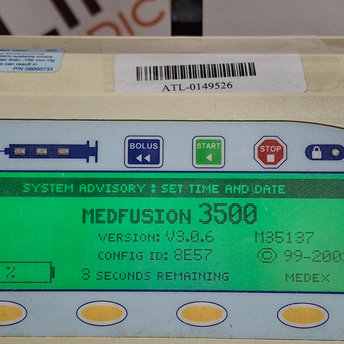 Smiths Medical Medfusion 3500 Version 3 Syringe Infusion Pump