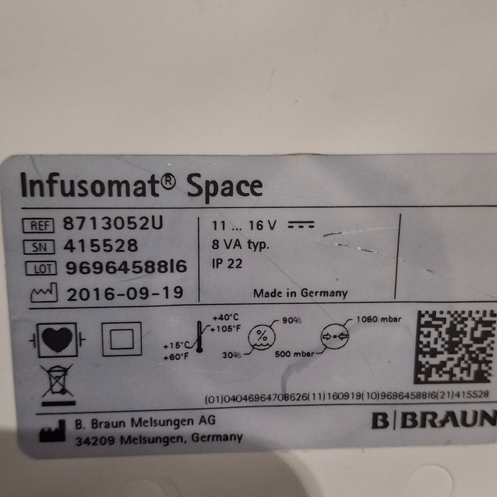 B. Braun Infusomat Space w/Pole Clamp Infusion Pump