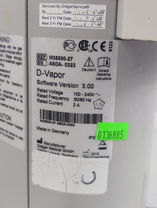 Draeger Medical D-Vapor Desflurane Vaporizer