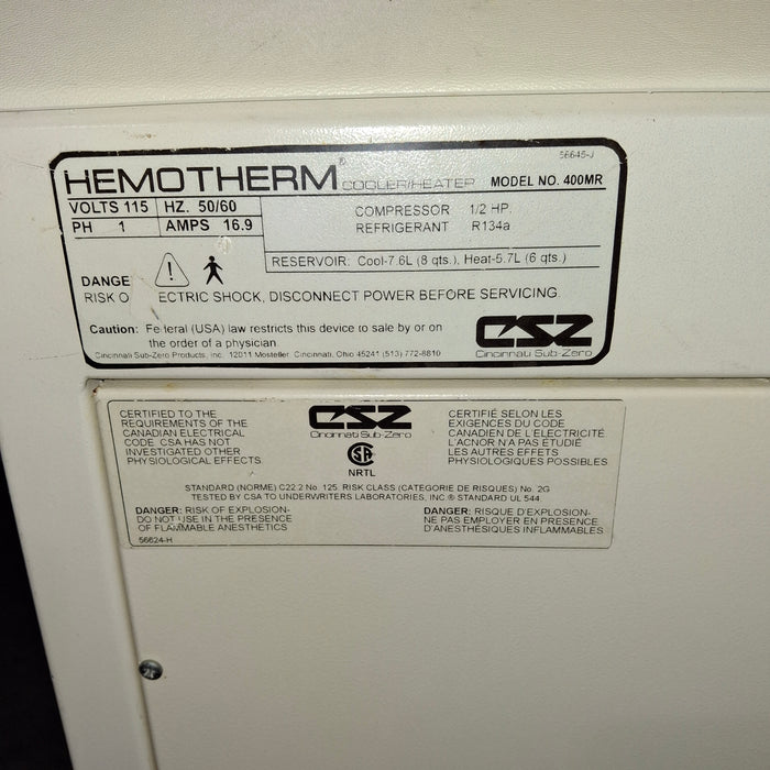 Cincinnati Sub-Zero CSZ Hemotherm 400MR Heater/Cooler