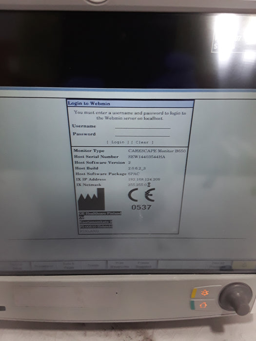 GE Healthcare Carescape B650 Post Anesthesia Care Patient Monitor