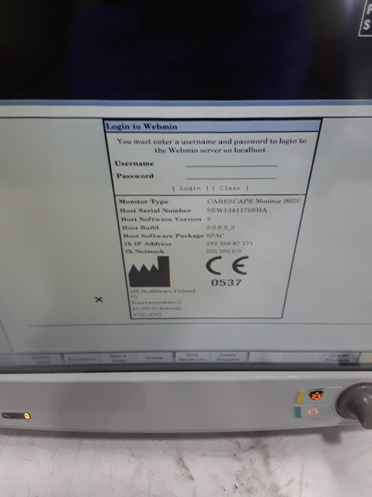 GE Healthcare Carescape B650 Post Anesthesia Care Patient Monitor