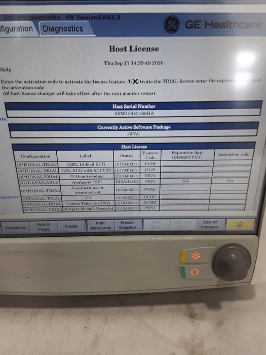 GE Healthcare Carescape B650 Post Anesthesia Care Patient Monitor