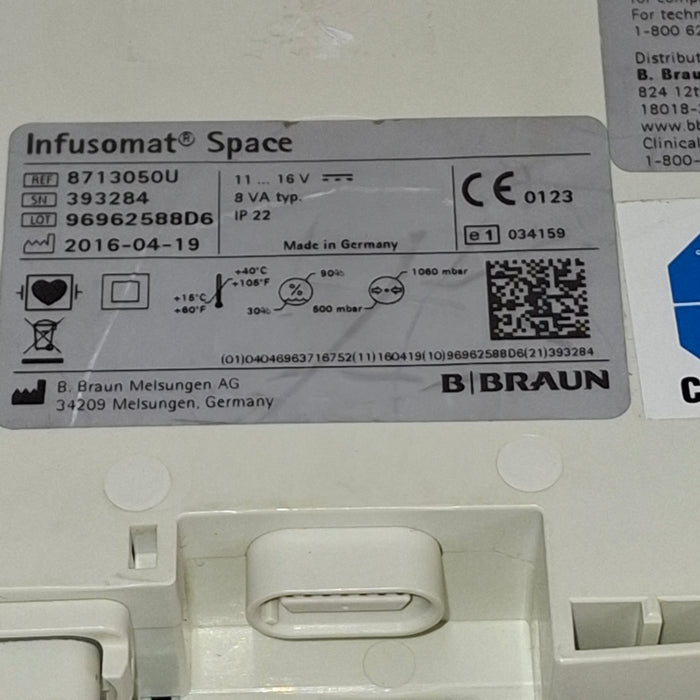 B. Braun Infusomat Space w/Pole Clamp Infusion Pump