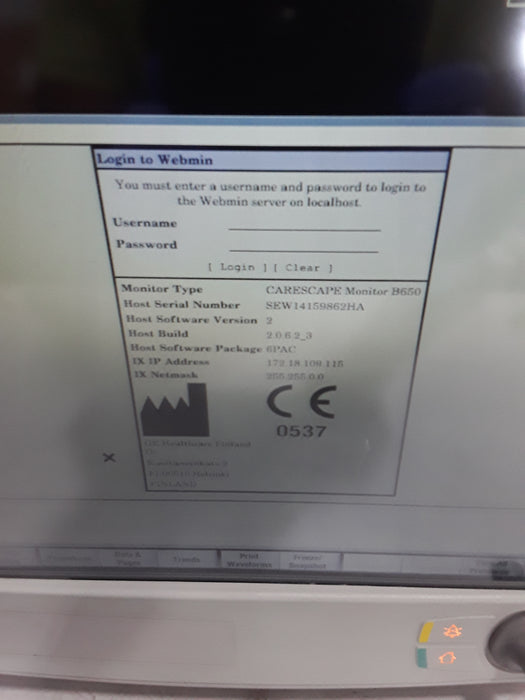 GE Healthcare Carescape B650 Post Anesthesia Care Patient Monitor