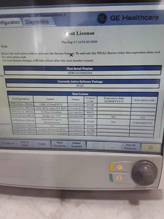 GE Healthcare Carescape B650 Post Anesthesia Care Patient Monitor