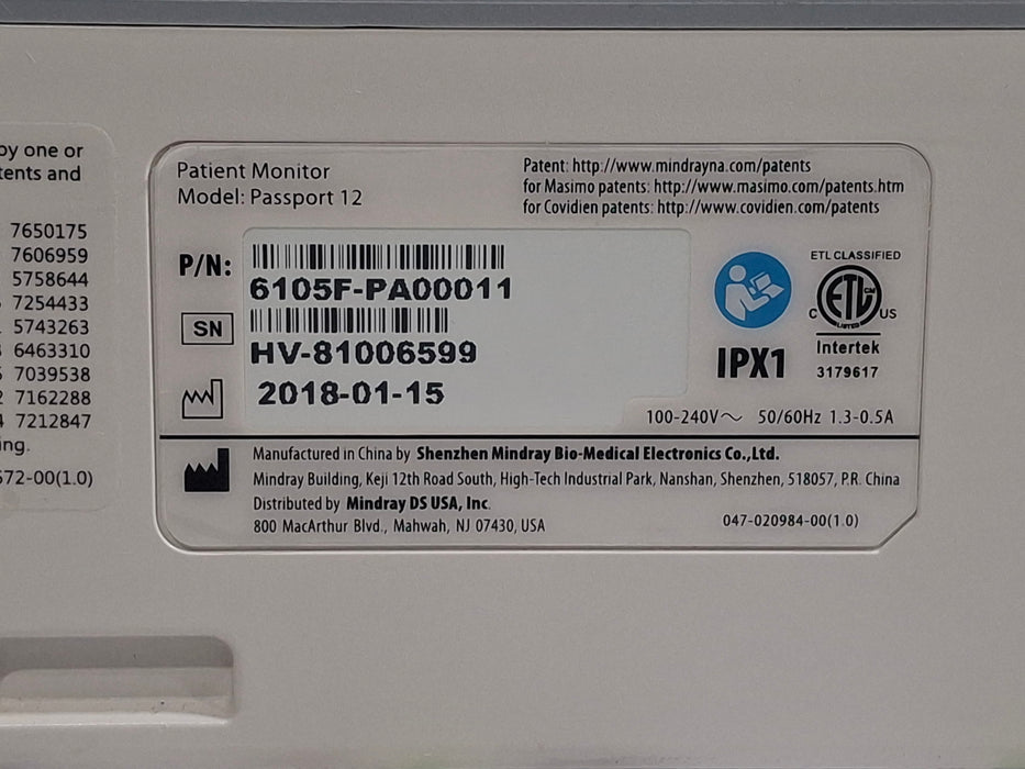 Mindray Passport 12 Patient Monitor