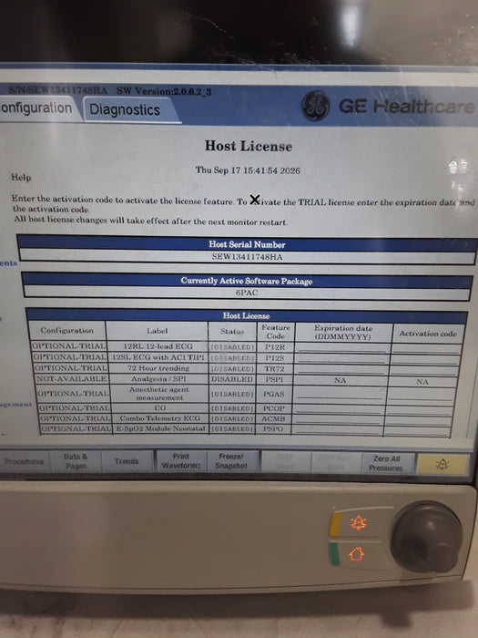 GE Healthcare Carescape B650 Post Anesthesia Care Patient Monitor