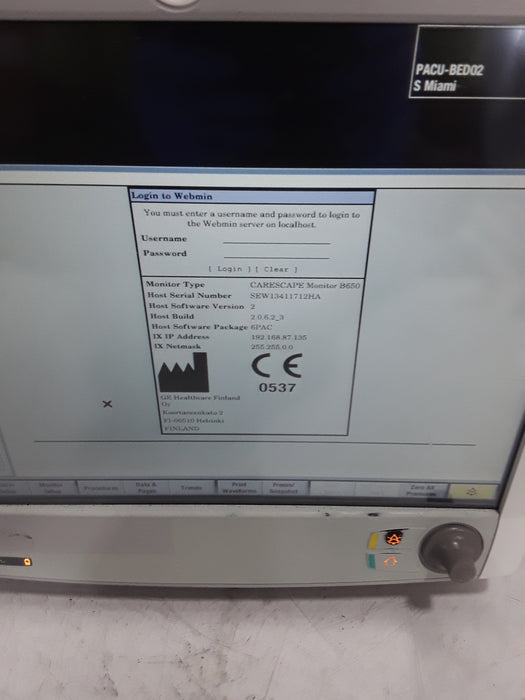 GE Healthcare Carescape B650 Post Anesthesia Care Patient Monitor