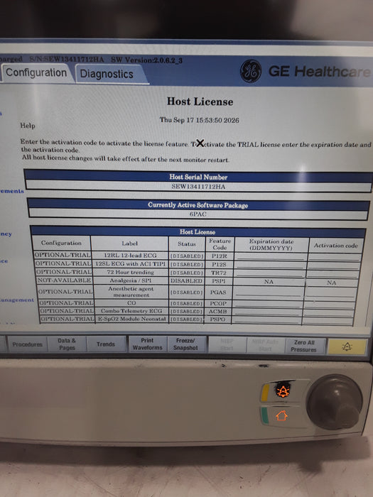 GE Healthcare Carescape B650 Post Anesthesia Care Patient Monitor